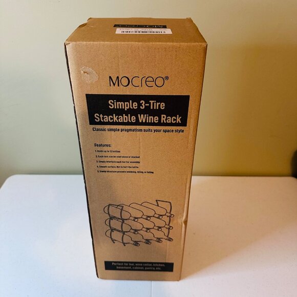 Simple Stackable 3-Tier Wine Rack Holds 12 Bottles Chrome Finish Space-Saving - Picture 5 of 9